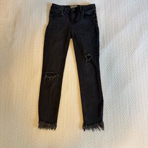Free People Black Distressed Skinny Jeans